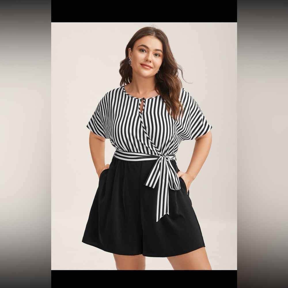 BloomChic Black and White Striped Jumpsuit